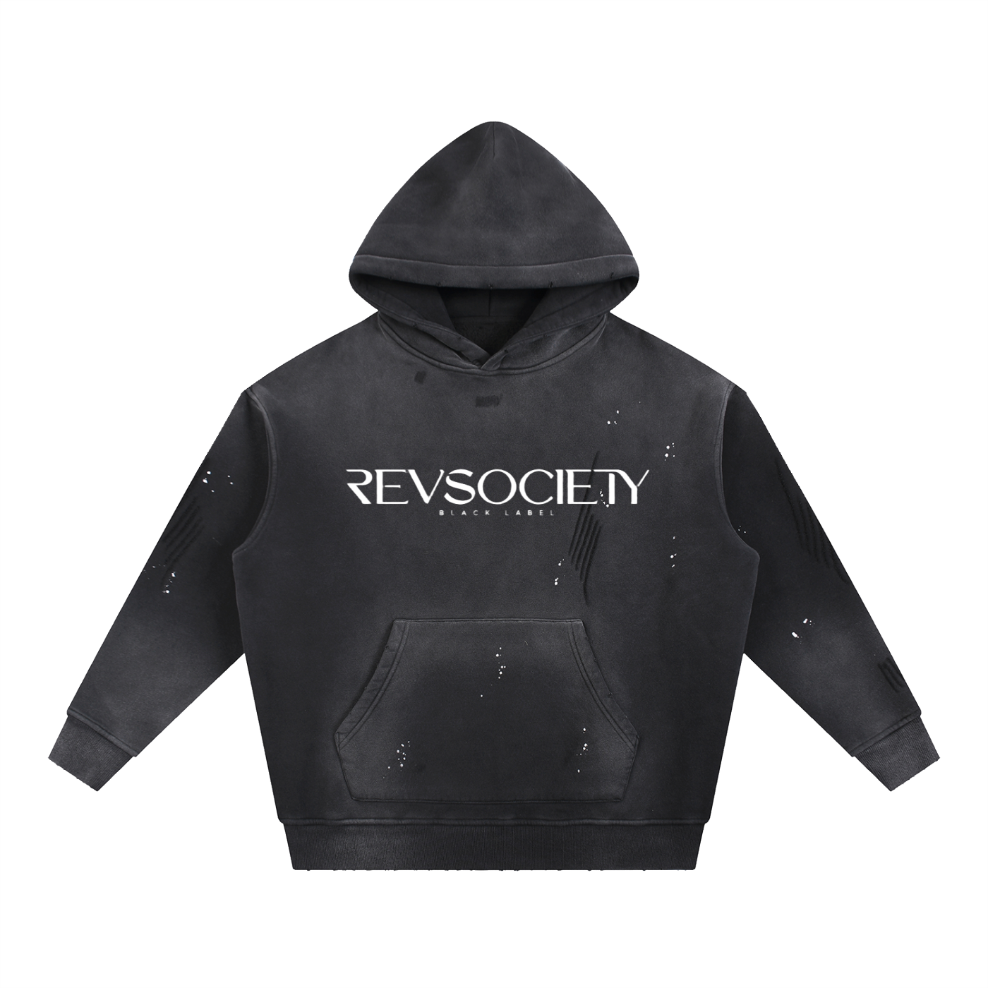 RevSociety Black Label Vintage Washed Frayed Fleece Hoodie