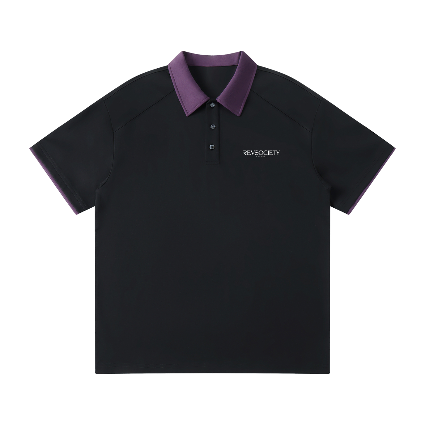 REVSOCIETY Contrast Collar Raglan Polo Shirt
